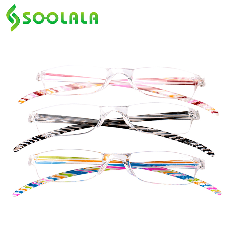

Sunglasses SOOLALA 3pcs/lot Rimless Striped Integrated Reading Glasses Women Men Ultralight Clear Lens Presbyopic Magnifier