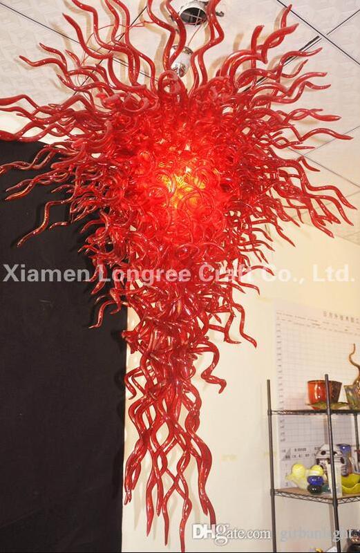 

Red Murano Glass Chandelier Light Big Hotel Decor Modern Art Deco Italy Designed LED Chandelier with LED Bulbs