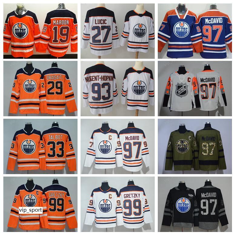 

Ice Hockey Edmonton Oilers Jerseys Man 19 Patrick Maroon 29 Leon Draisaitl Jersey 19 Patrick Maroon 33 Cam Talbot Ryan Nugent-Hopkins, 33 orange ad