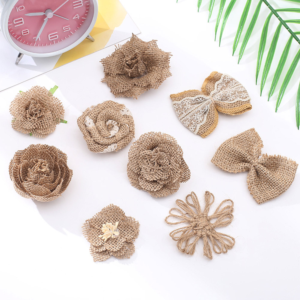 

Hessian Practical Decorative Clothing Accessories Wedding Party Lace Artificial Easy Store Vintage DIY Crafts Burlap Flowers