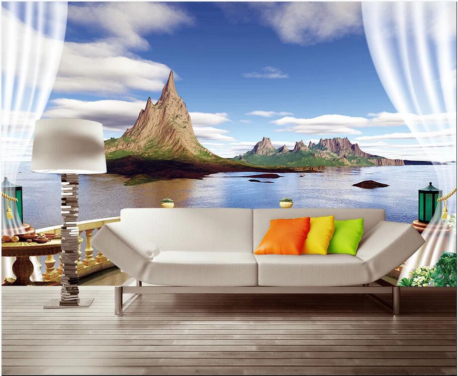 

3d wallpaper stickers custom photo 3D space extension sea isolated island landscape background wall painting wallpaper for walls 3 d, Non-woven wallpaper
