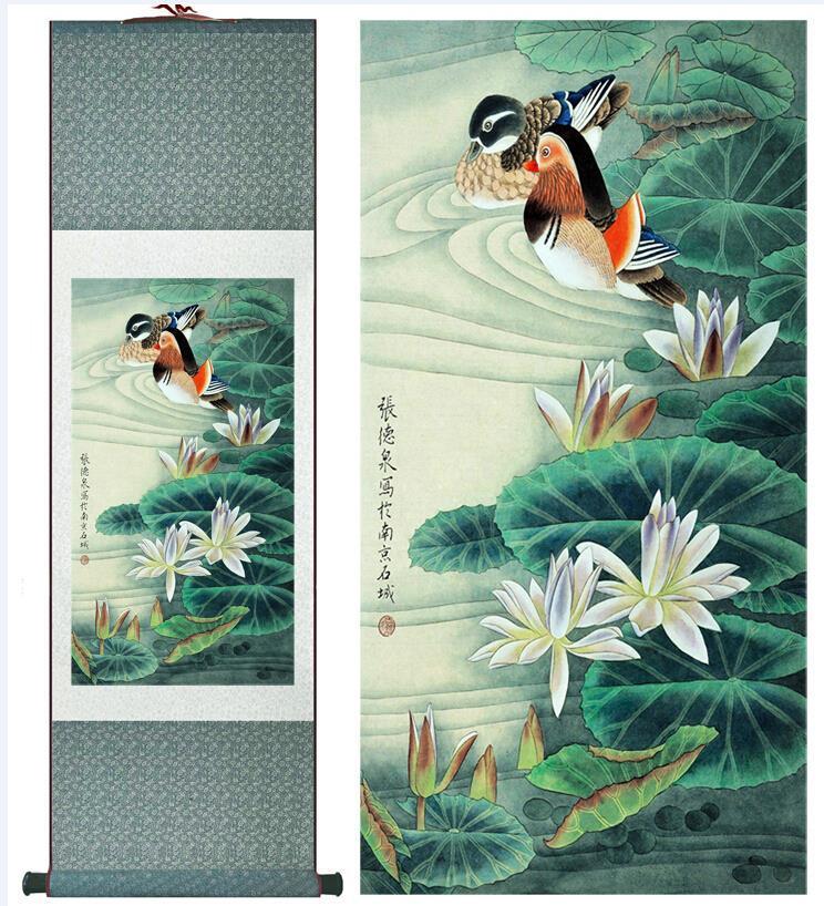 

Super Quality Traditional Chinese Art Painting Home Office Decoration Chinese Painting Mandarin Ducks Playing In The Water Chinese art