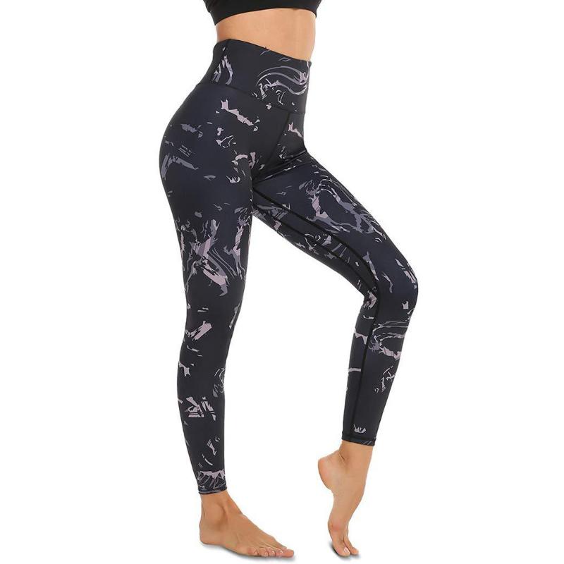 

Yoga Pants Women High Waist Print Sports Legging Fitness Gym Running Tights Female Sports Elastic Breathable Trousers, Black