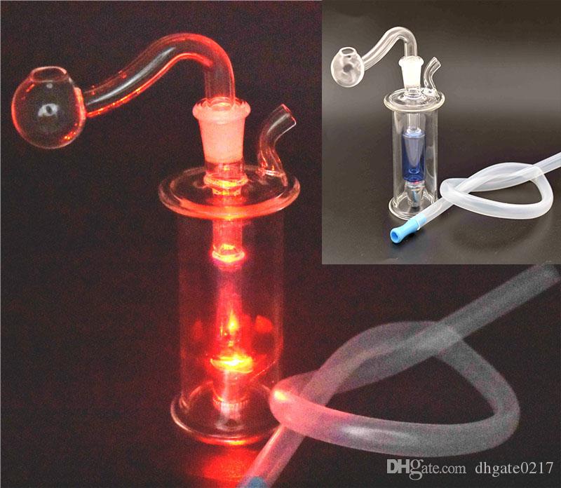 

LED Glass Bongs Mini Dab Rig Water Pipes inline Matrix Perc Bong 10mm Joint Portable Bubbler Hookahs with glass oil burner pipe