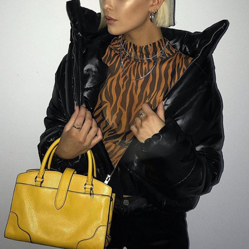 

Women Coats Jackets Winter Wear Short Crop Puffer Jacket Long Sleeve Bubble Coat Parka Ladies Casual Outerwear Black White