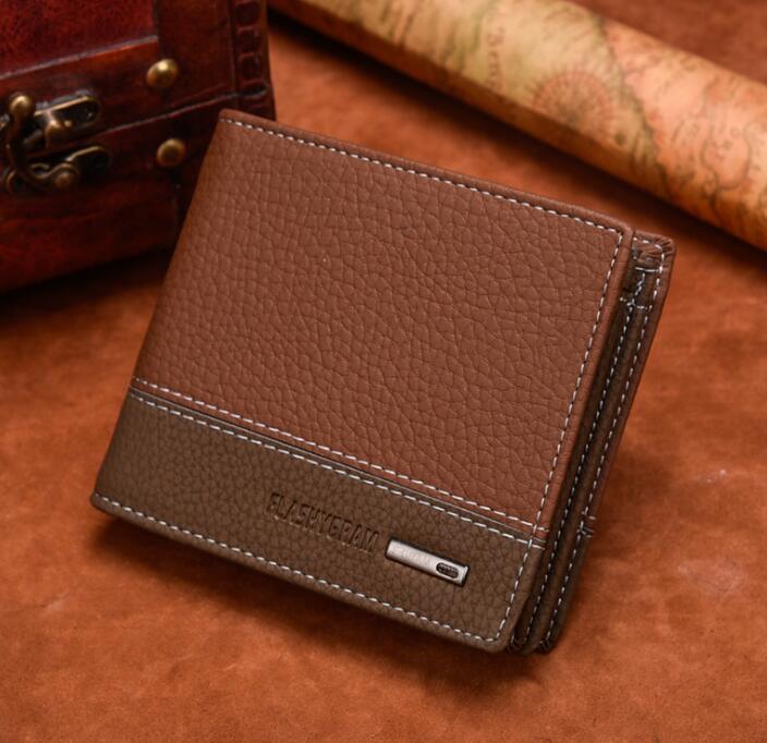 

Wallet Men PU Two Foldable Cross Card Holder Wallet 4Colors, Coffee
