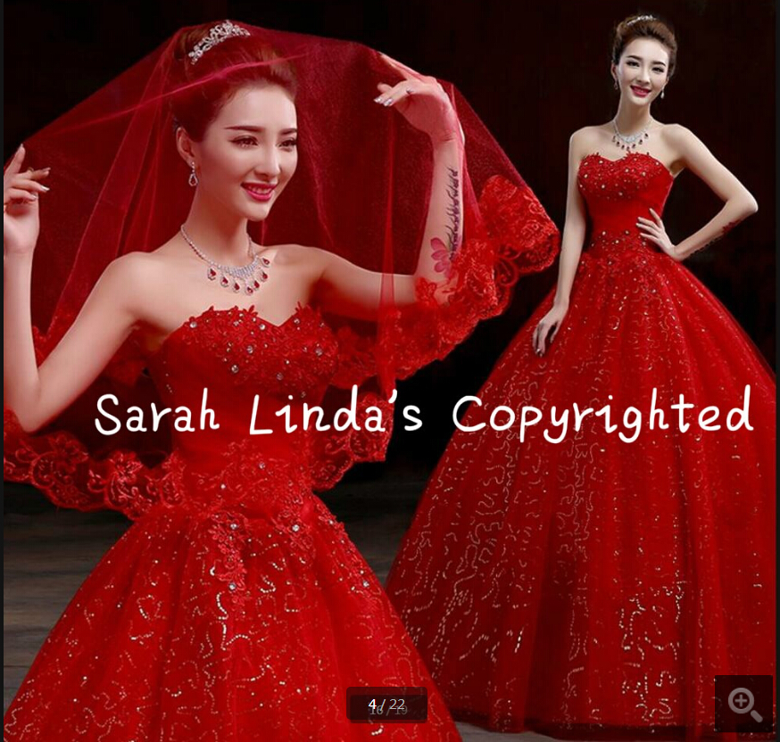 

2019 attractive wholesale red ball gown beaded wedding dress lace appliques beaded sequins pleated wedding gowns corset bride dresses