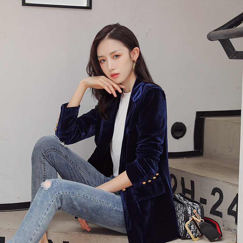

winter clothes women velvet blazer suit female coat velvet suit jacket short black blazer women jackets feminino