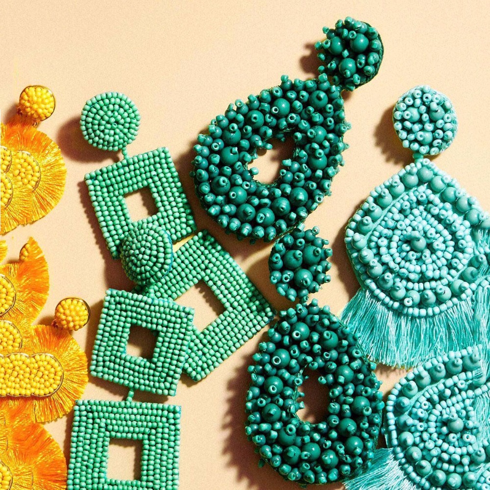 

Dvacaman Boho Ethnic Large Tassel Fringe Earrings 2019 Handmade Big Beads Statement Earrings Party Dangle Drop Gift Wholesale