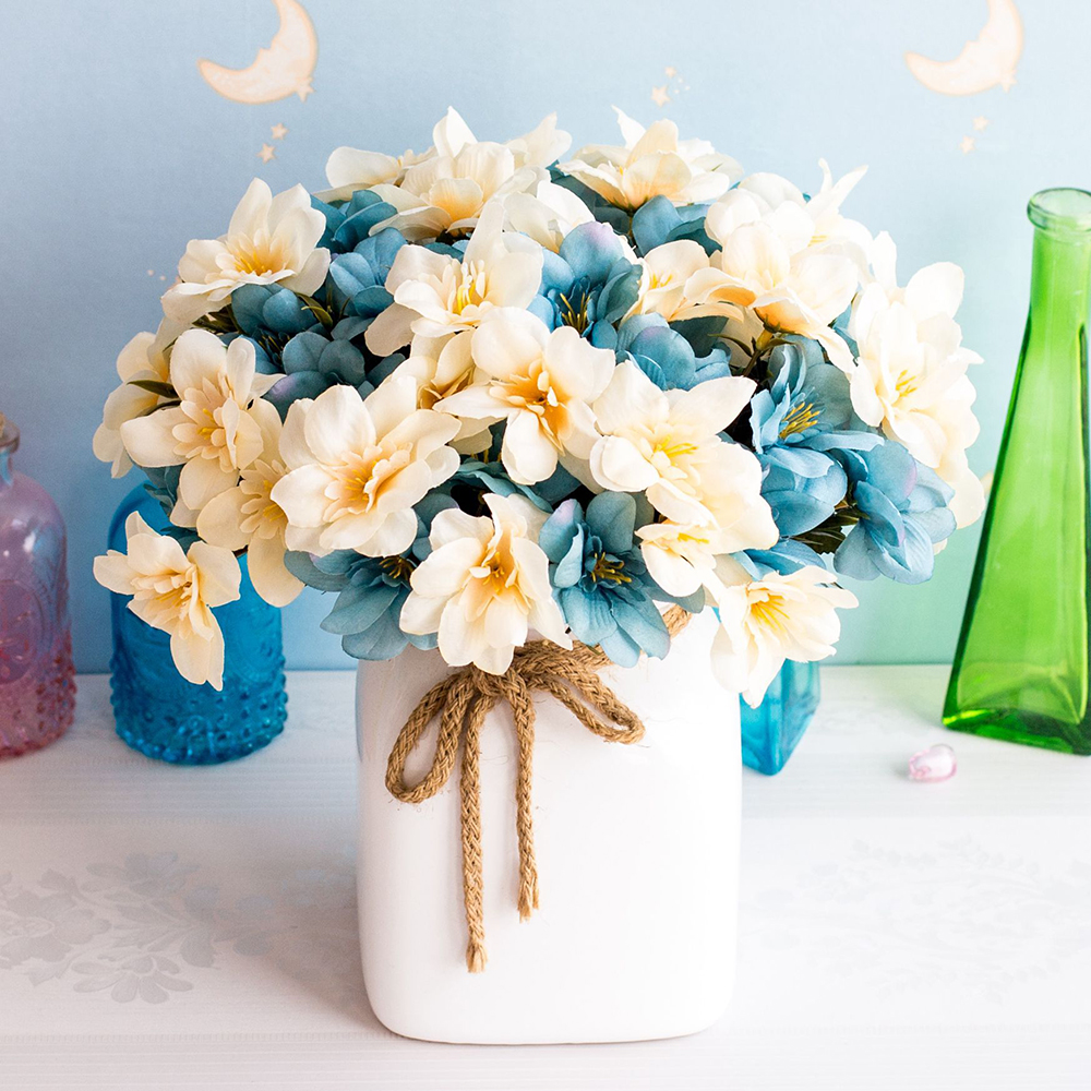 

10 Swallow Grass High-grade Artificial Flowers Living Room Bedroom Study Home Decoration Silk Flower Fake Flower, Blue