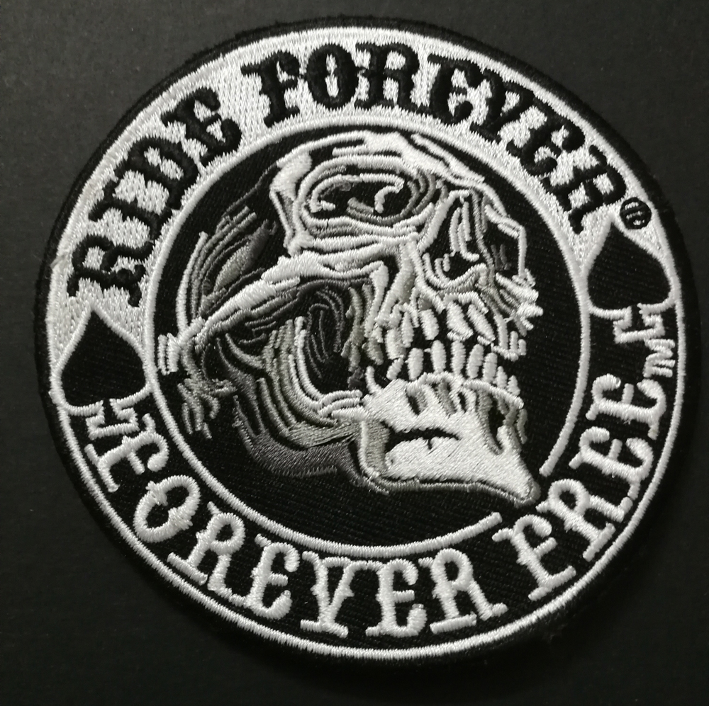 

NEW ARRIVED SKULL RIDE FOREVER PATCH FOR MORTOR JACKET VEST CLOTHING BADGES SEWING STICKER SHOES BADGES QPPLIQUES LIVE TO RIDE PATCHES, Black