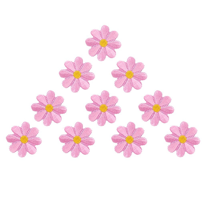 

10pcs Embroidered Applique Flower Patches Sewing Craft Decoration, Pink