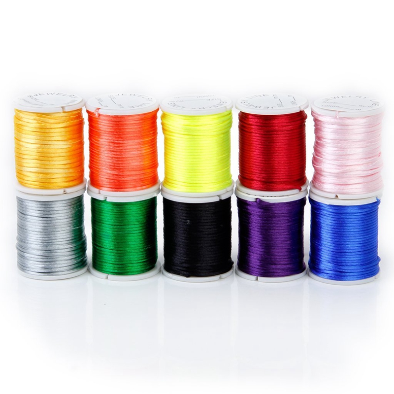 

10 Rolls mixed cord in Nylon of colour beads chain of thread for the craft jewelry 1 mm, As shown