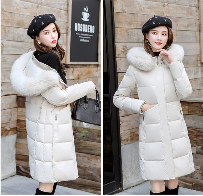 

Women Winter Jacket Ladies Real Raccoon Fur Collar Duck Down Inside Warm Coat Femme With All The Tag Hooded Winter Warm Coat, Black