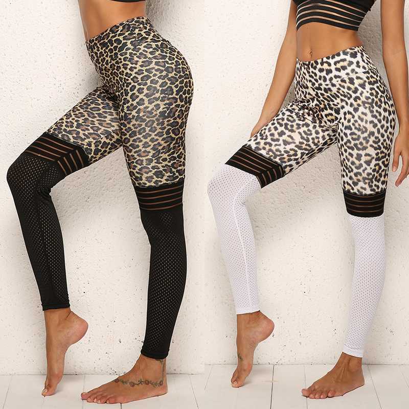 

Sport Trousers Women Yoga Pants Seamless Fitness Sport Leggings Print Leopard Workout Leggings Running Pants Yoga Legging Tights, Black