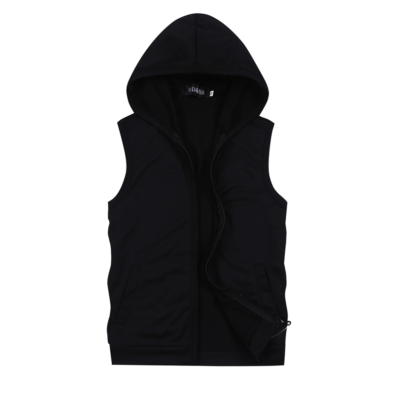 

2018 Summer Pure Color Men' Sleeveless Hooded Jackets Size  M L XL 5XL Blue Black White Gray Fashion Casual Mens Jacket Vests