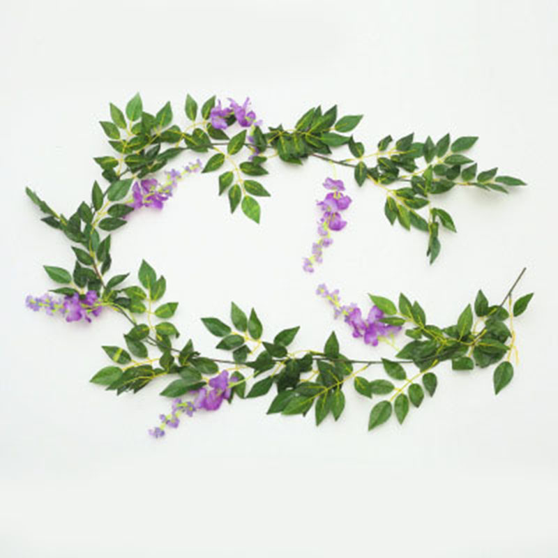 

Artificial Wisteria Flower String Hanging Flowers Vine Garland Wedding Decoration Fake Plants Foliage Rattan Ivy Home Decor, Purple