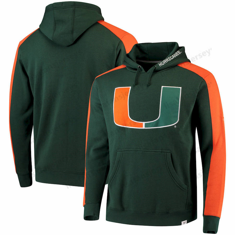 

Miami Hurricanes Sweatshirts Men Iconic Colorblocked Fleece NCAA Football Sports Printed Crimson Pullover Hoodies Size S-4XL, Black