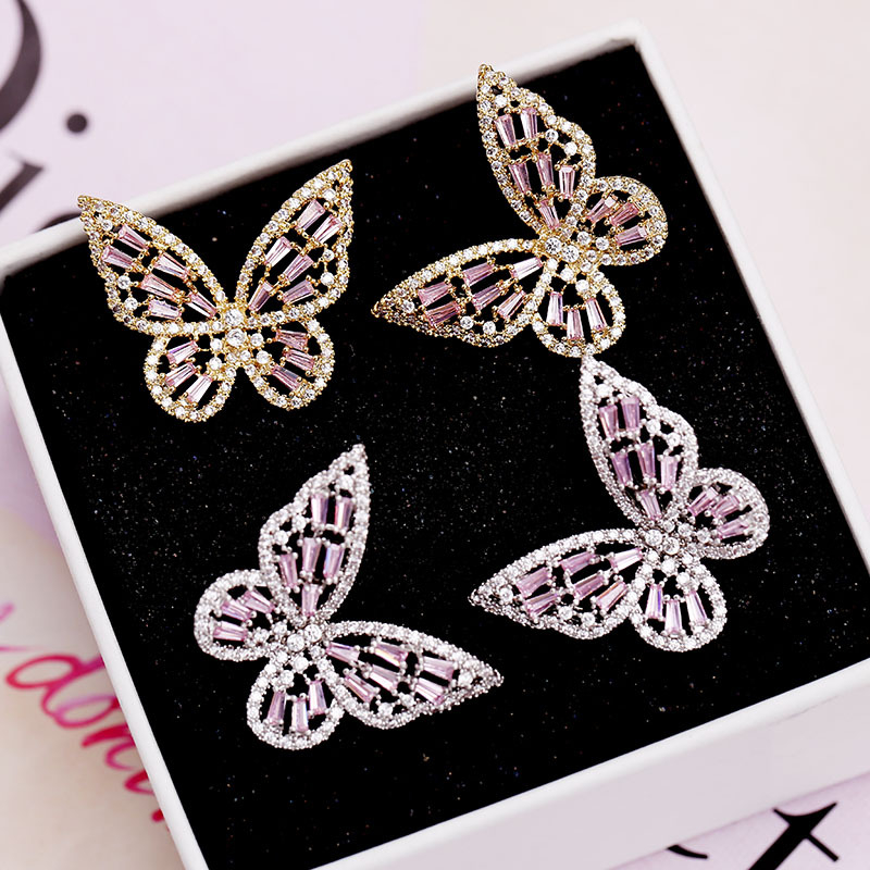 2020 nouvelles boucles d'oreilles papillon coréen pour les femmes Vintage mignon boucles d'oreilles Zircon mariage mode bijoux brincos