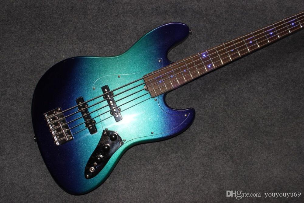 Custom manufacturers wholesale best price, hot sale, 5-string electric guitar bass. Mahogany fingerboard, blue guitar color. High quality pi