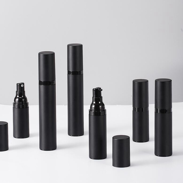 

15ml 30ml 50ml black high-end press-packing plastic emulsion spray frosted airless bottle