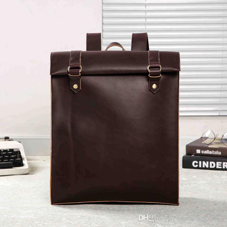 

Factory wholesale mens handbag retro crazy horse leather backpack simple leatherss student backpackes men and women leathers couple backpacks, Brown