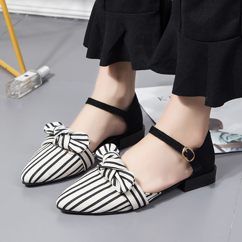 

Hot Sale-Summer Flats Bow Ladies Shoes zapatos mujer 6592, Black