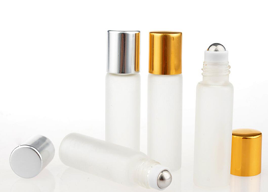 

300 pieces of 5 ml frosted clear glass roller bottles stainless steel bottles ball essential oil refillable empty frosted glass roller bottl