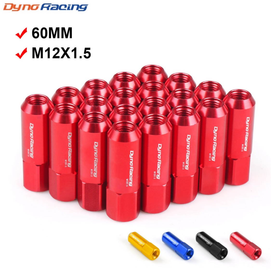 

20PCS M12 X 1.5 Wheel Lug Nuts 60mm Aluminum Racing Lock Lug Wheel Nuts Screw TT100442