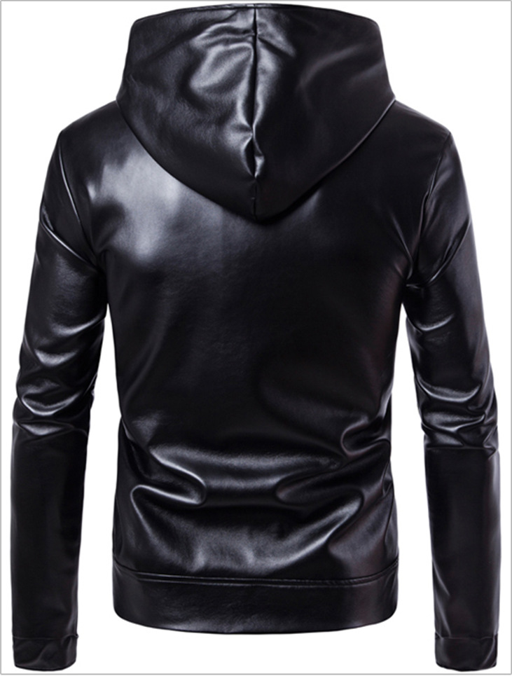 

Hot Selling 2019 Hot Selling Cable-Stayed Leather Coat England MEN'S Leather Coat Models MEN'S Outer, Black and white with pattern