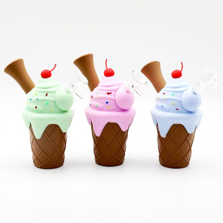 

2021 Colored Silicone Pipe other e-Cig Accessories Ice Cream Pipes Smoking Accessorry many colors portable
