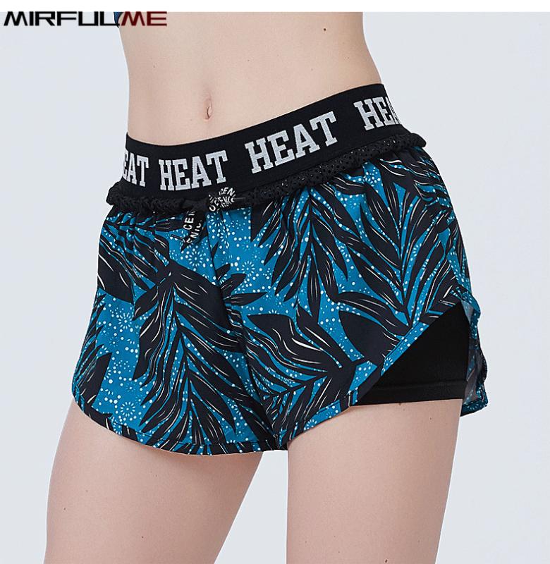 

Summer Women Sport Shorts Elastic Running Shorts Leaf 3D Print Gym Short Female Fitness Yoga Beach Training Bottom, 88099-yyfs black
