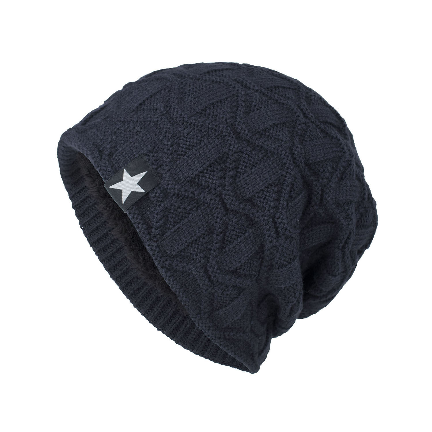 

Popular Handmade Knitted Beanies Hat Men Winter Warm Simple Style Chunky Soft Stretch Beanie Skully Hats, Navy