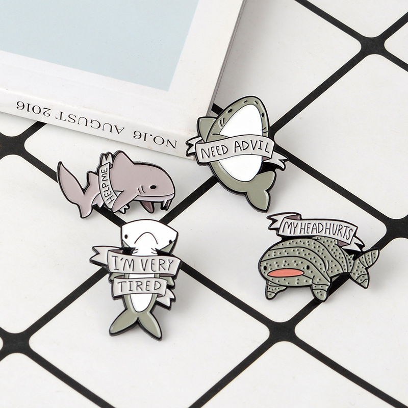 

Injured whale shark Enamel Brooch Pins for clothes bag buckle Button Badge Protect the animals Jewelry Gift for Friends