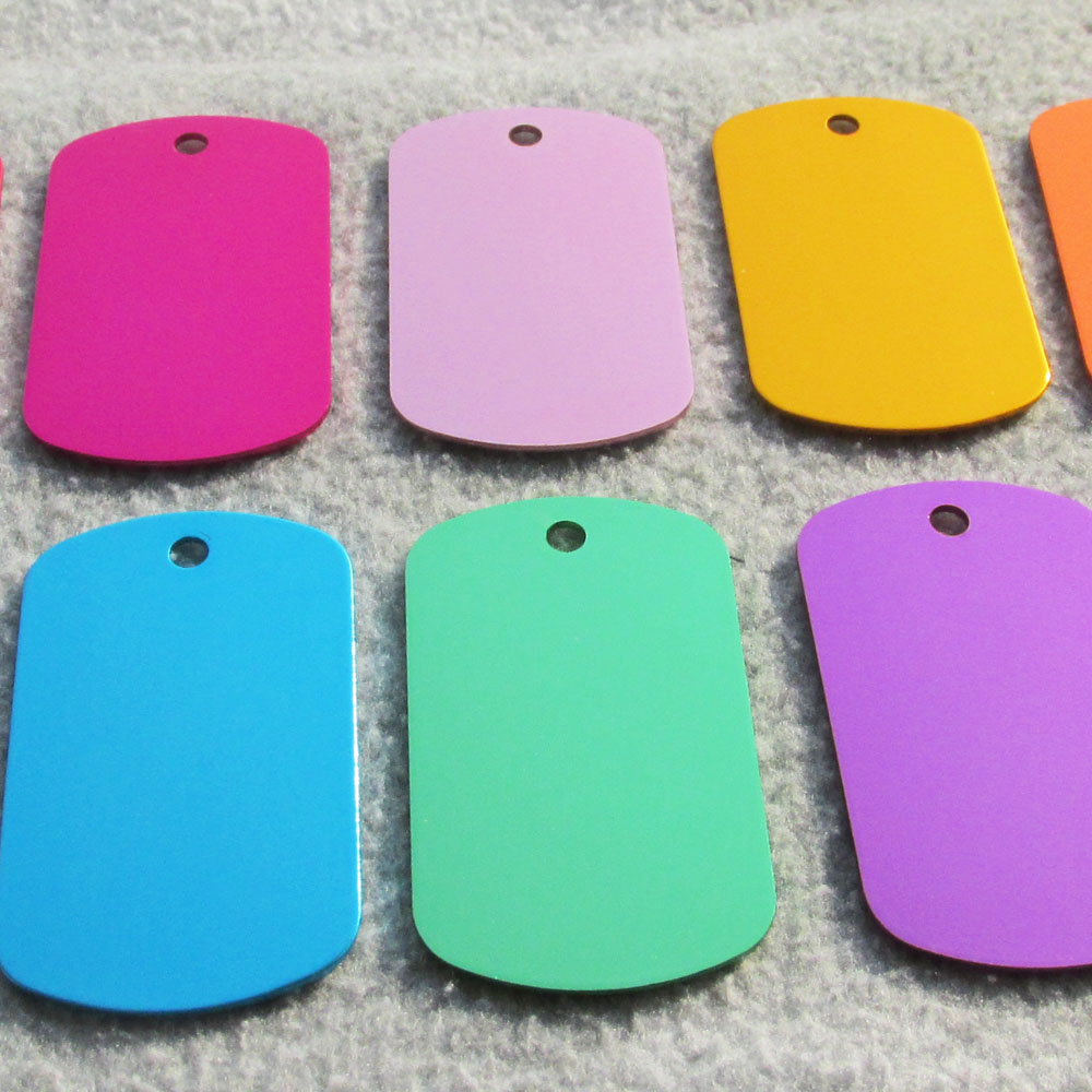 

100pcs/lot Aluminum Alloy Blank Army Dog Tags, Pet Dog Tags Men Pendants with anodized surface