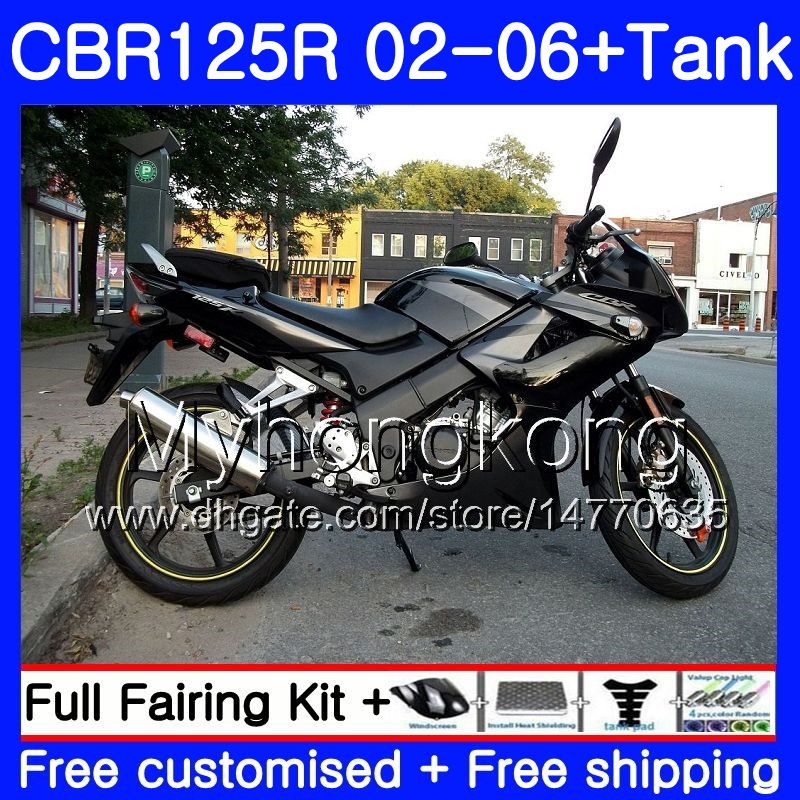 

Body +Tank For HONDA CBR-125R 125CC CBR125RR CBR125R 02 03 04 05 06 272HM.2 CBR 125 R 125R 2002 2003 2004 2005 2006 glossy black all Fairing, No. 1