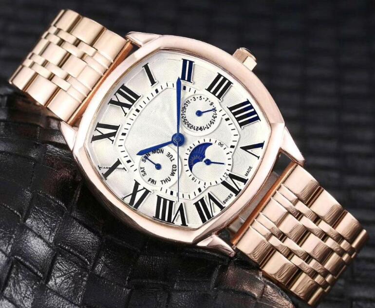 

U1 Factory New Mens Watch DAY DATE Gray Rome Number Face Big Date All Dials Work Watch Men Sapphire Glass Stainless Steel mens watch, Slivery;brown