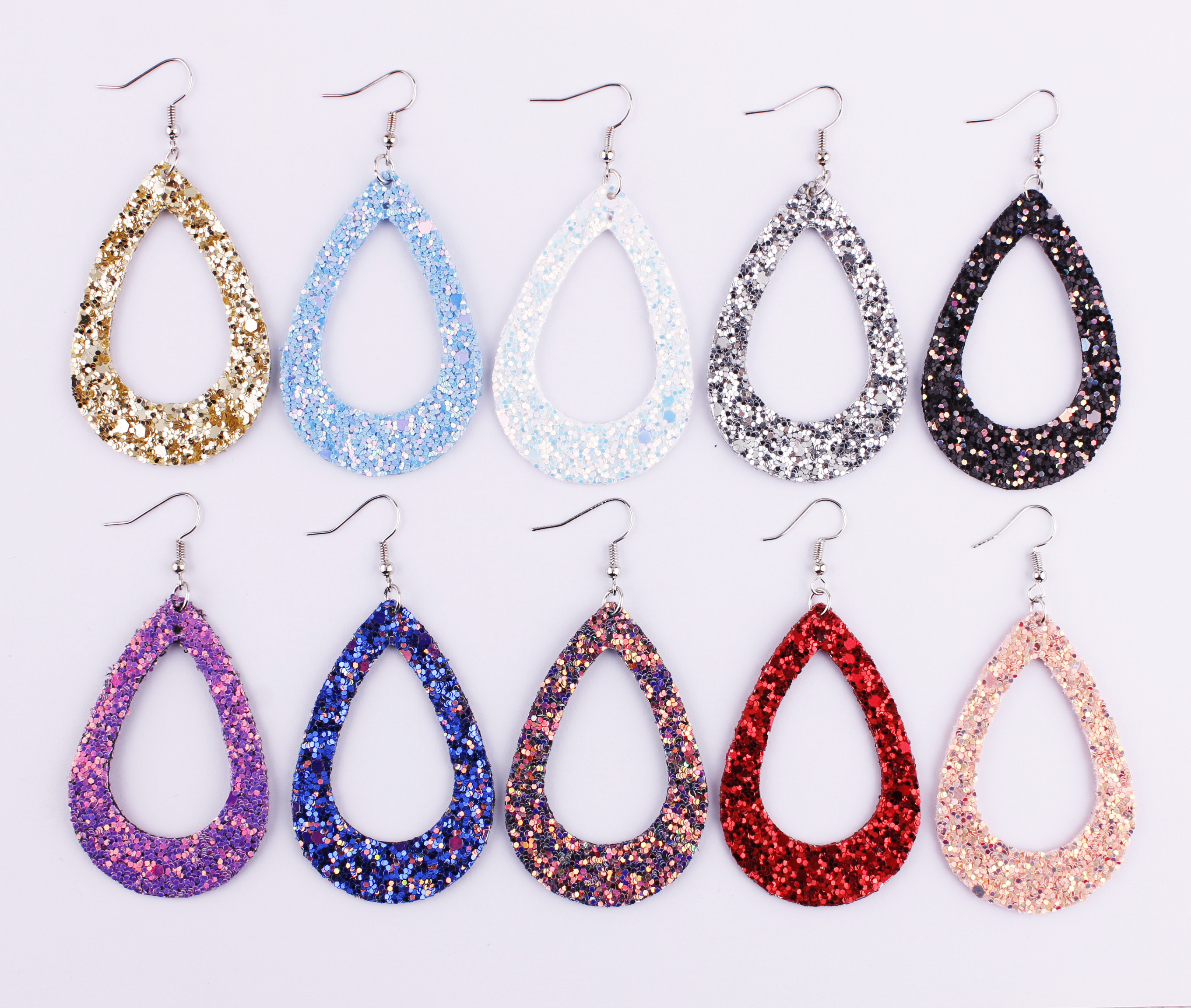 11 Couleurs Chic Paillettes Sequins Larme PU cuir bohème Dangle Boucles d/'oreilles pendantes
