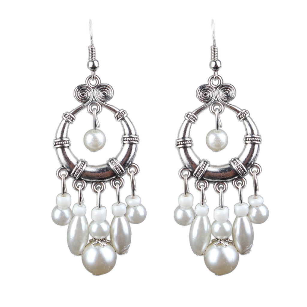 

Women's Boho Vintage Pearls Beads Tassel Hook Drop Dangle Earrings Jewelry, Golden