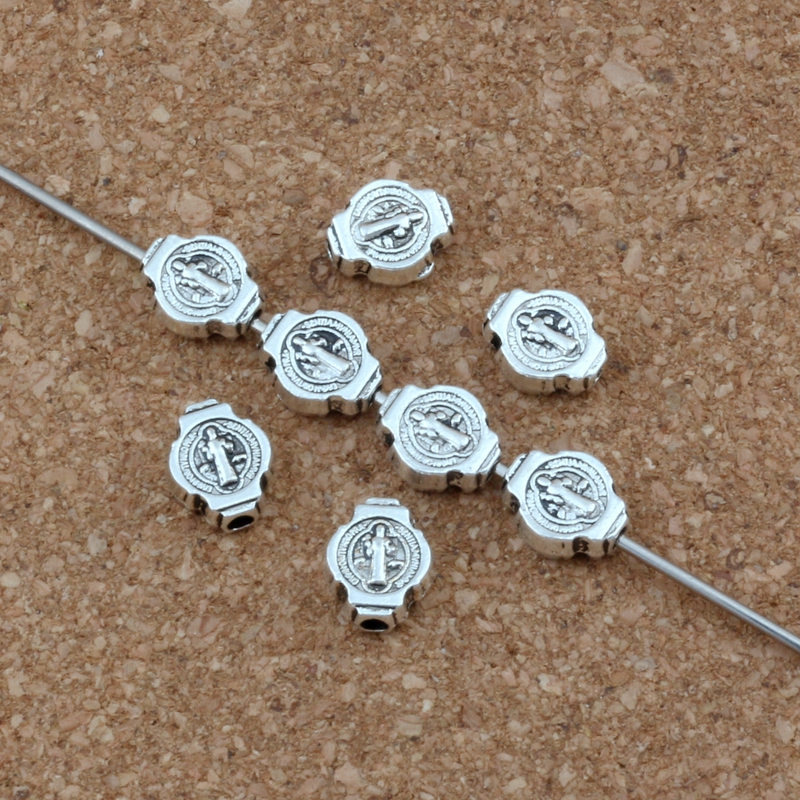 60 New Charms Tibetan Silver Tone Flower Square Spacer Beads 5mm