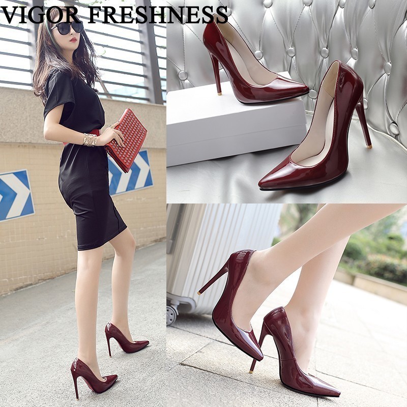 

VIGOR FRESHNESS Women Pumps Spring Woman Shoes 12CM High Heels Dress Shoes Autumn Pumps Classics Office Lady Sexy MY147B, Black