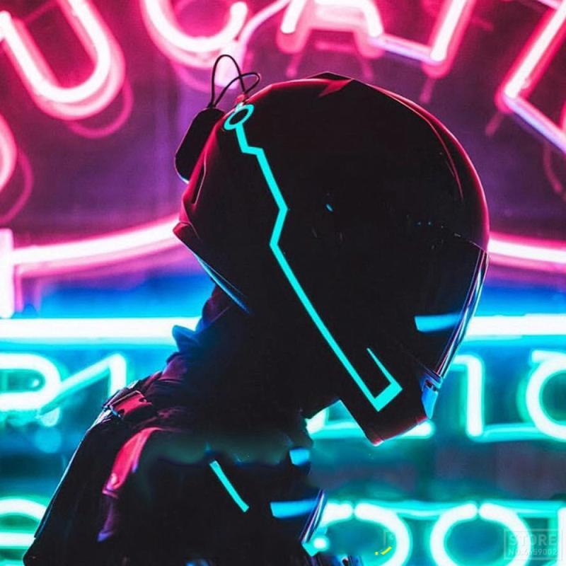 

2019 Night Ride New Bike Motorcycle Helmet Light LED DIY Black Helmet EL Light Motorbike Safety Reflective Strip Modification