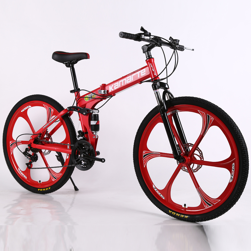 

26inch folding mountain bike 21 speed double disc brakes bicycle 6 knife wheel and 3 knife wheel mountain bike