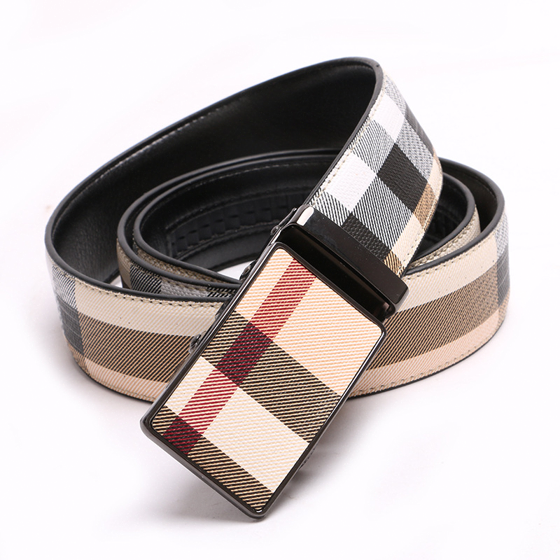 

2018 NEW Men High Quality Luxury Mens Belts Automatic Buckle Genuine Leather Belt For Men Striped Designer Belts3455#, As picture
