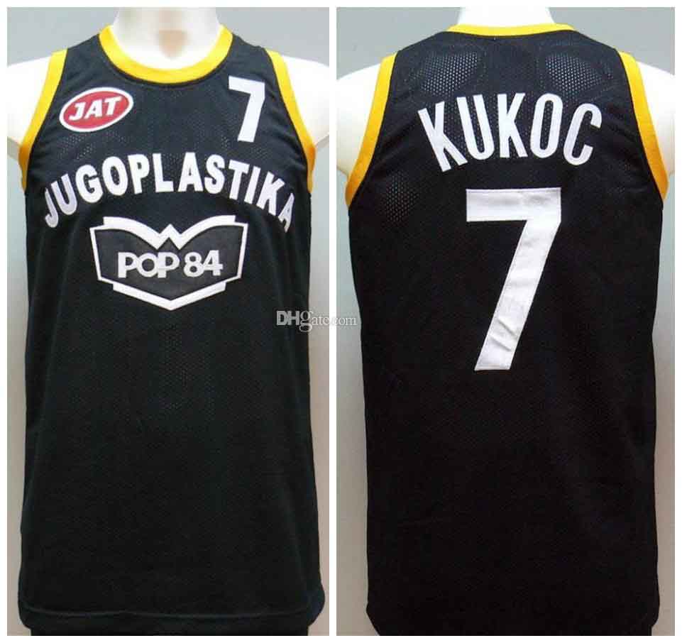 

Toni Kukoc #7 JUGOPLASTIKA POP 84 YUGOSLAVIA Black Retro Basketball Jerseys Mens Stitched Custom Any Number Name