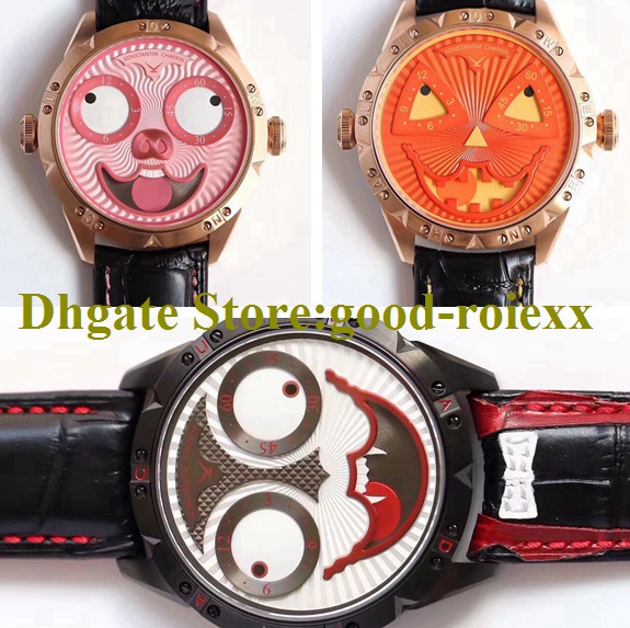 Très chaud montre homme en or rose TW Factory V3s Konstantin Chaykin Joker acier PVD affichage des phases de lune bracelet en cuir automatique ho