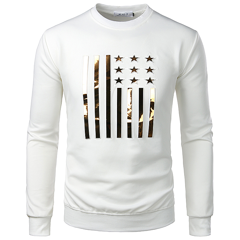 

Men's Hoodies & Sweatshirts 2021 European Size Mens Thin Round-neck Pullover Hoodie Pentagon Gold Star 3D Stamping Slim Bodysuit, Black
