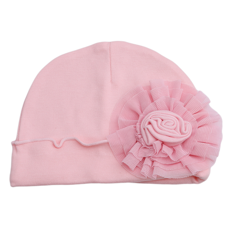 

1 PCS Newborn Baby Hat Infant Toddler Warm Winter Autumn Spring Newborn Solid Floral Cute Caps Hats Soft Beanies 0-6M, Pink