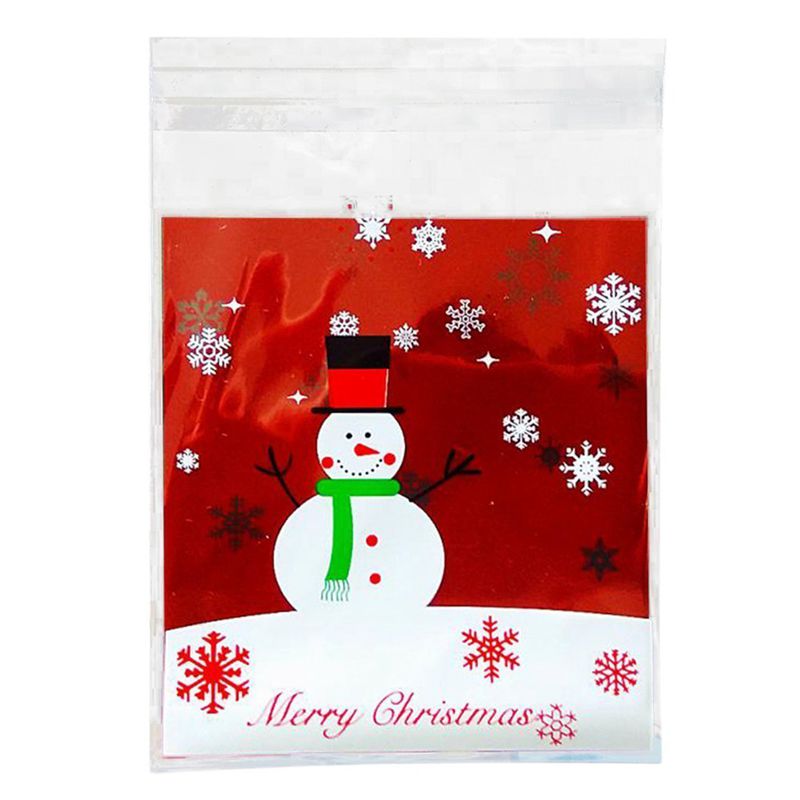 

100 pcs Sachets Pouches Snowman Packing Bag for Cookies Biscuits Candy