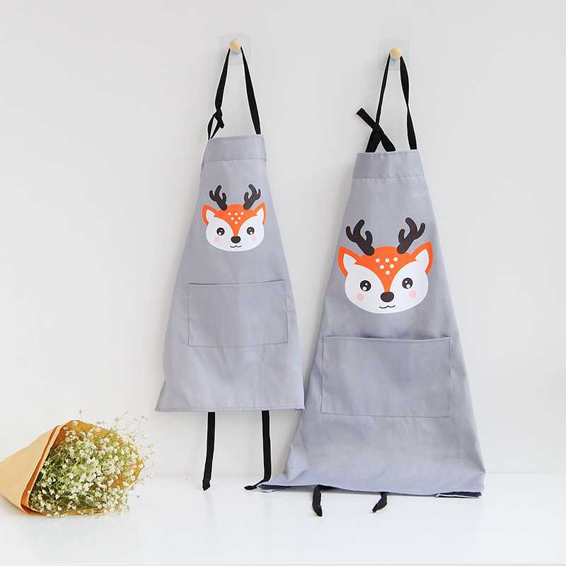

Sweet Animal Apron Kitchen Gray Color With Bag For Adults Children Waterproof Cotton Linen Shorts Latte Orange Zebra Delantal